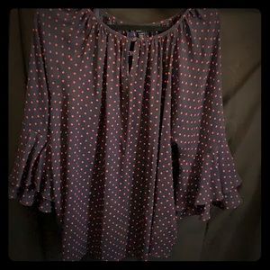 Blue with red polka dot blouse